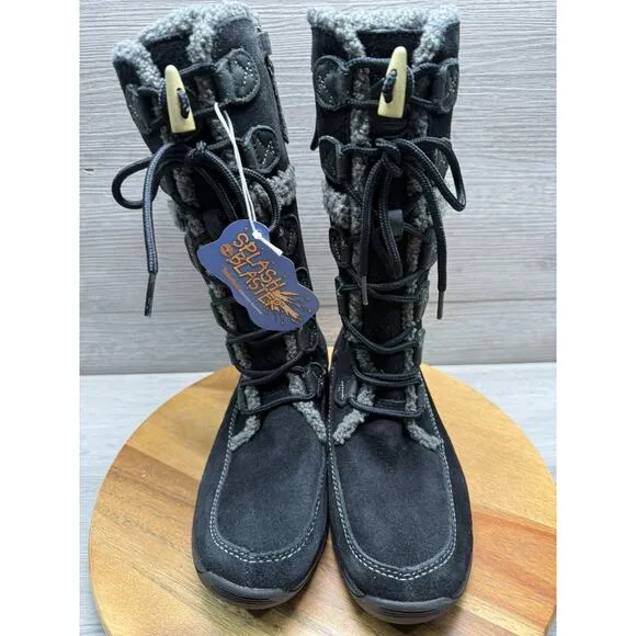 Timberland Zesta Suede Tall 84873 Toddlers Boots Black Leather Winter Wool Sz 5