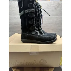 Timberland Zesta Suede Tall 84873 Toddlers Boots Black Leather Winter Wool Sz 5