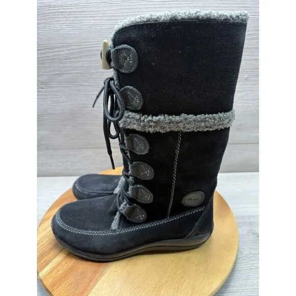 Timberland Zesta Suede Tall 84873 Toddlers Boots Black Leather Winter Wool Sz 5