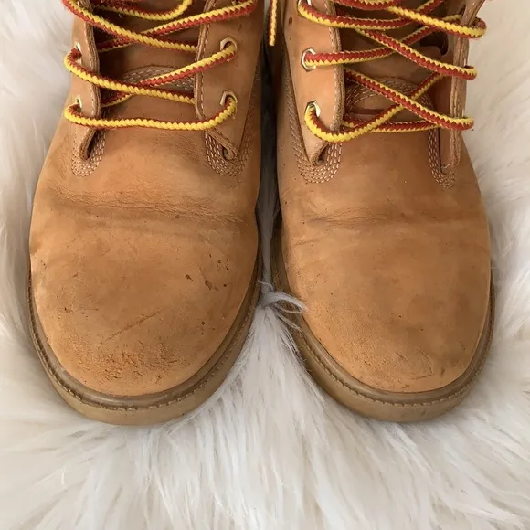 Timberlands Premium 6 Inch Waterproof Leather Boot in Wheat Nubuck Youth 6 Boys