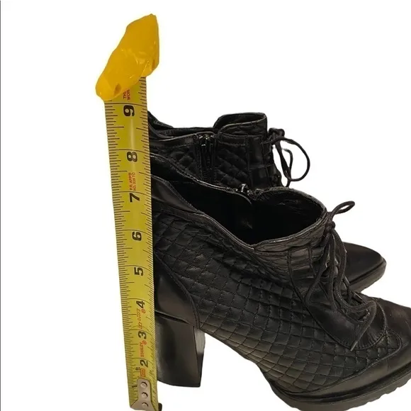 To Be Black Leather High Heel Booties Boots Made in Spain