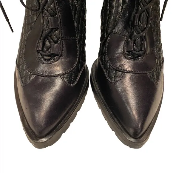 To Be Black Leather High Heel Booties Boots Made in Spain