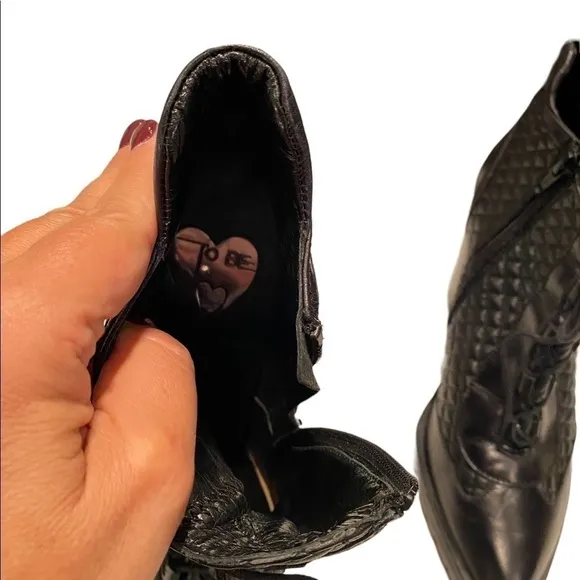 To Be Black Leather High Heel Booties Boots Made in Spain