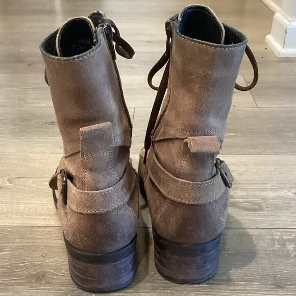 Toas Womens Crave Boots EU 40 US 9 9.5 Tan Brown Suede Leather Mid Calf Gorpcore