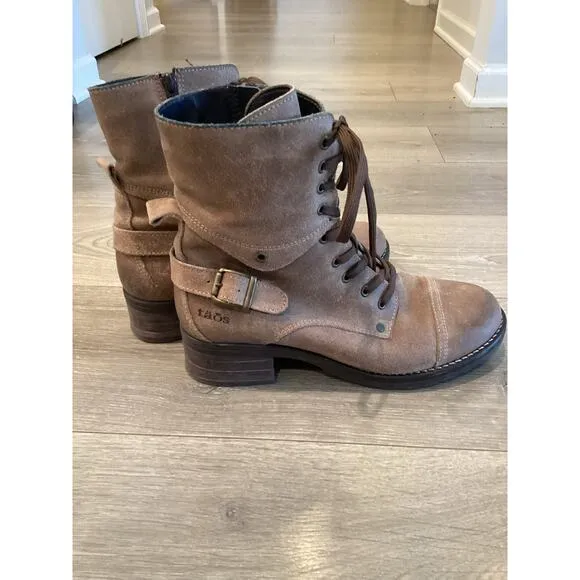 Toas Womens Crave Boots EU 40 US 9 9.5 Tan Brown Suede Leather Mid Calf Gorpcore