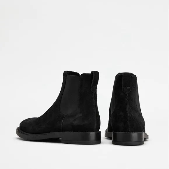 Tod's Black Suede Chunky Heel Chelsea Boots Size 38