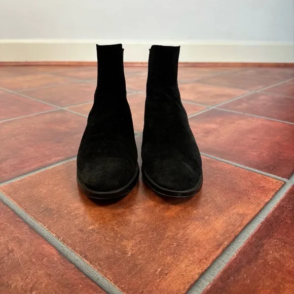 Tod's Black Suede Chunky Heel Chelsea Boots Size 38