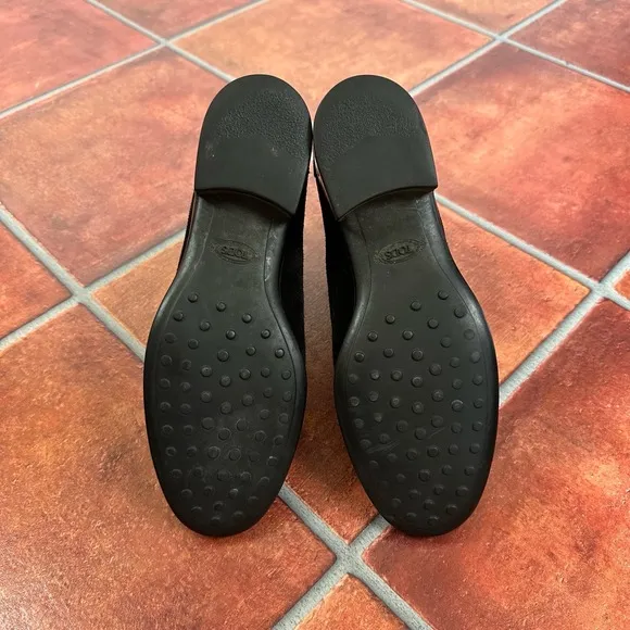 Tod's Black Suede Chunky Heel Chelsea Boots Size 38