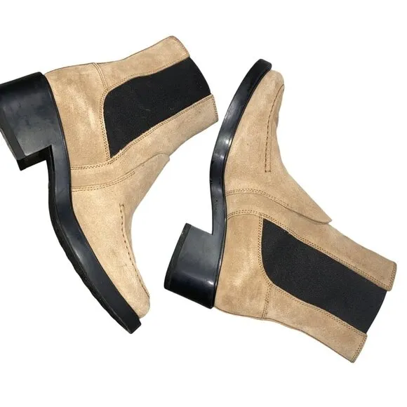 Tod’s suede tall Chelsea boots gored panels tan neutral women’s 37 quiet luxury