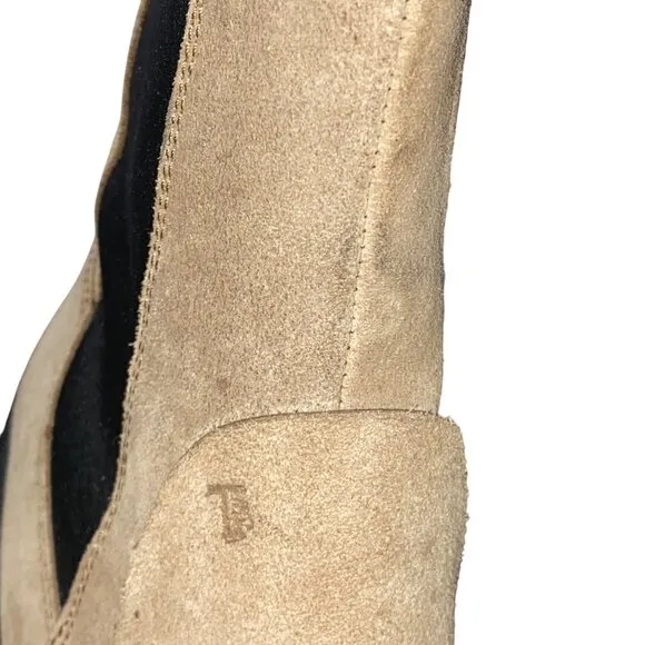 Tod’s suede tall Chelsea boots gored panels tan neutral women’s 37 quiet luxury