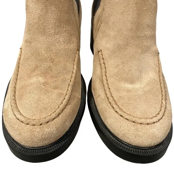 Tod’s suede tall Chelsea boots gored panels tan neutral women’s 37 quiet luxury