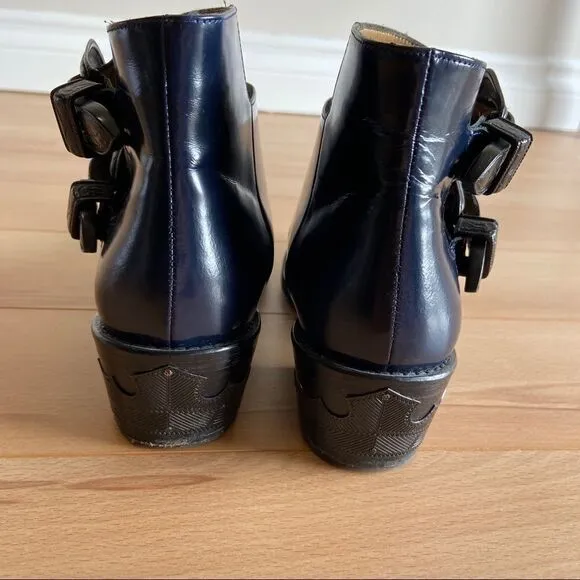 𝅺TOGA Pulla Blue Two-Buckle Western Boots