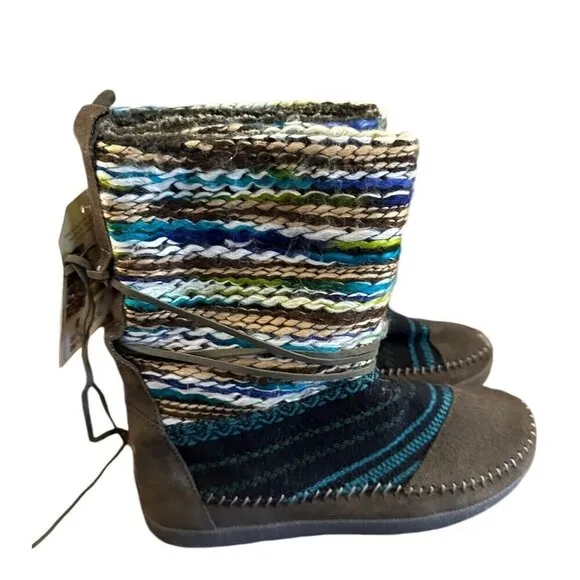 TOMS Nepal Boots Forged Iron Gray Suede Textile Mix Women’s Sz 8 Nordic NEW