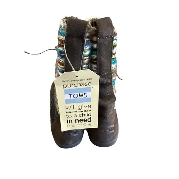 TOMS Nepal Boots Forged Iron Gray Suede Textile Mix Women’s Sz 8 Nordic NEW