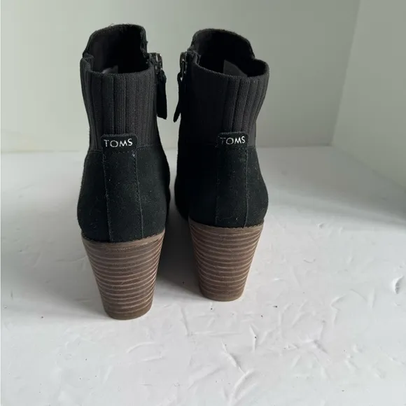 Toms Sadie Wedge Black Suede Ankle Boots Women’s Size 9