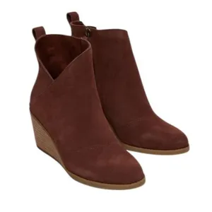 TOMS Women's Sutton Suede Wedge Boots Chestnut Size 8 NEW