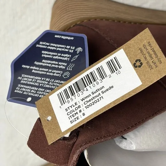 TOMS Women's Sutton Suede Wedge Boots Chestnut Size 8 NEW