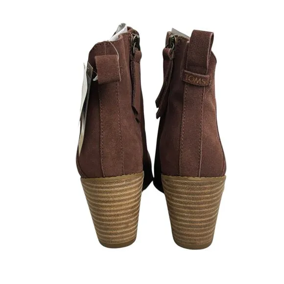 TOMS Women's Sutton Suede Wedge Boots Chestnut Size 8 NEW
