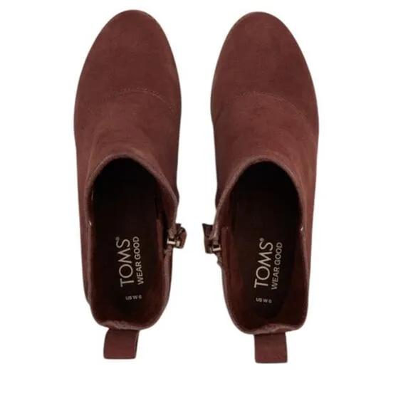 TOMS Women's Sutton Suede Wedge Boots Chestnut Size 8 NEW