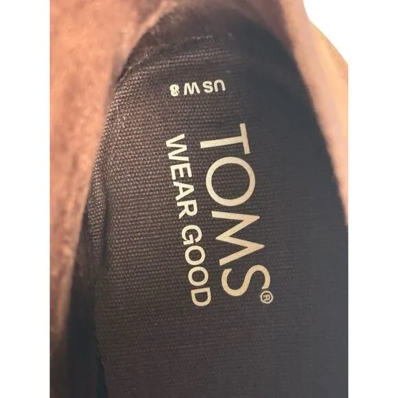 TOMS Women's Sutton Suede Wedge Boots Chestnut Size 8 NEW