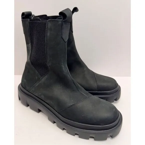TOMS Chelsea Boots Size 10 Womens Black Leather Waterproof Lug Sole NEW