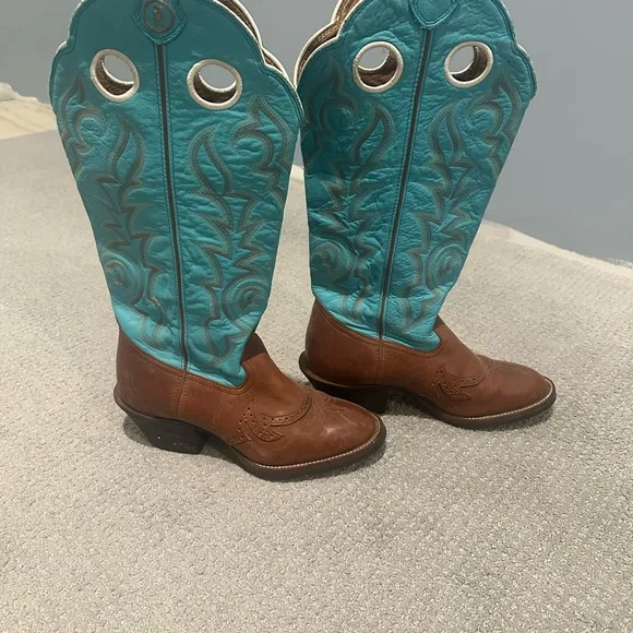 Tony Lama Brown and Blue Heeled Boots