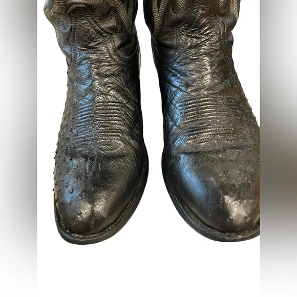 TONY LAMA CB569  BLACK OSTRICH QUILL COWBOY WESTERN BOOTS. SIZE 9.0 D