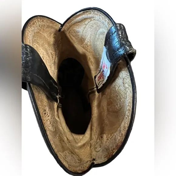 TONY LAMA CB569  BLACK OSTRICH QUILL COWBOY WESTERN BOOTS. SIZE 9.0 D