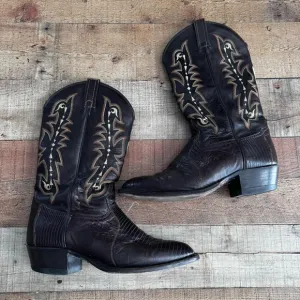 Tony Lama CZ813 Teju Lizard Skin Leather Cowboy Western Boots Mens 9.5D Black