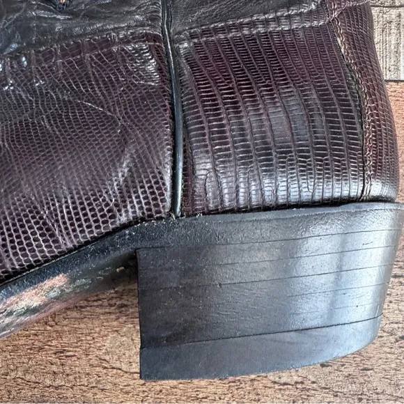 Tony Lama CZ813 Teju Lizard Skin Leather Cowboy Western Boots Mens 9.5D Black