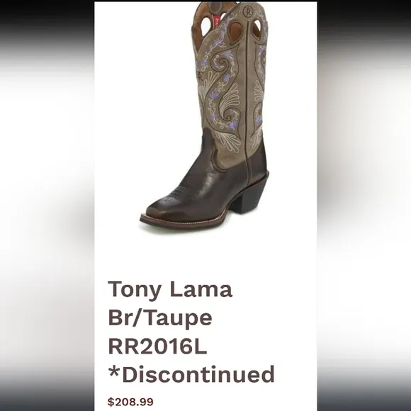 Tony Lama Deadstock Leather Purple Floral Tooled Western Cowboy Boot