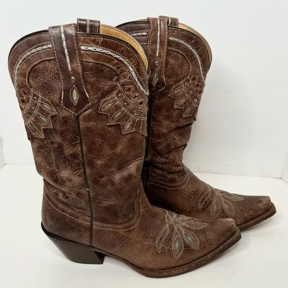 Tony Lama Rancho Snip Toe Western Cowboy Boots