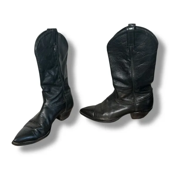 Tony Lama Vintage Black Leather Western Boots women’s 8