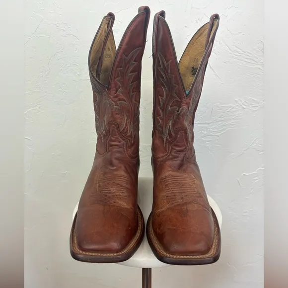 TONY LAMA Vintage Brown Tan Camel Cowboy Leather‎ Boot Shoe Western Square 9.5