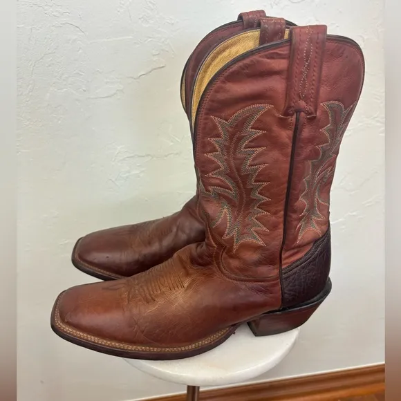TONY LAMA Vintage Brown Tan Camel Cowboy Leather‎ Boot Shoe Western Square 9.5