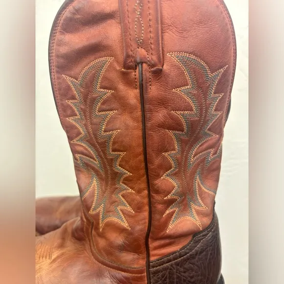 TONY LAMA Vintage Brown Tan Camel Cowboy Leather‎ Boot Shoe Western Square 9.5
