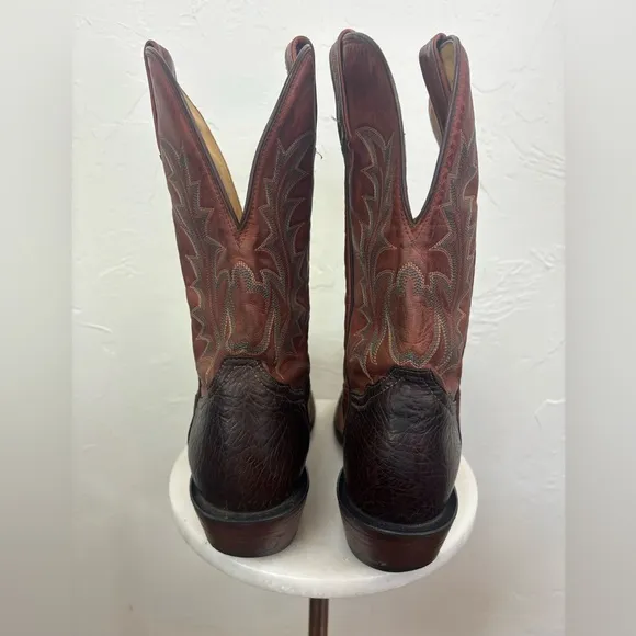 TONY LAMA Vintage Brown Tan Camel Cowboy Leather‎ Boot Shoe Western Square 9.5