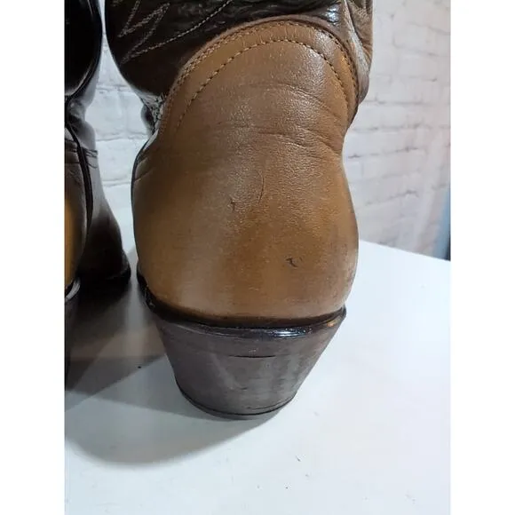Tony Lama Western Boots US 9.5 Two Tone Brown Style 6225 Women's