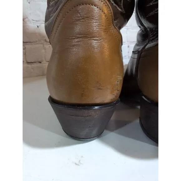 Tony Lama Western Boots US 9.5 Two Tone Brown Style 6225 Women's
