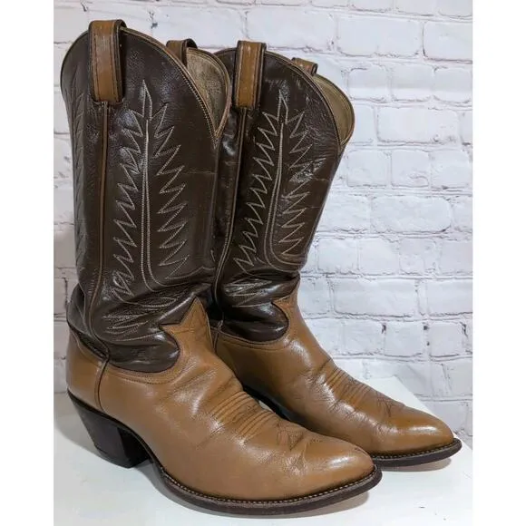 Tony Lama Western Boots US 9.5 Two Tone Brown Style 6225 Women's