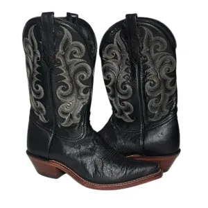 Tony Lama Women's Boots Black Point w/ Multicolor‎ Stitch Upper TL4277  Size 6