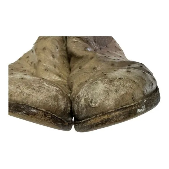 Tony Lama Y0175 Grey Ostrich Cowboy Boots Size 9E