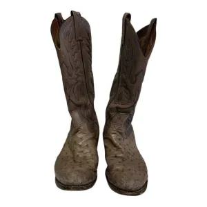 Tony Lama Y0175 Grey Ostrich Cowboy Boots Size 9E