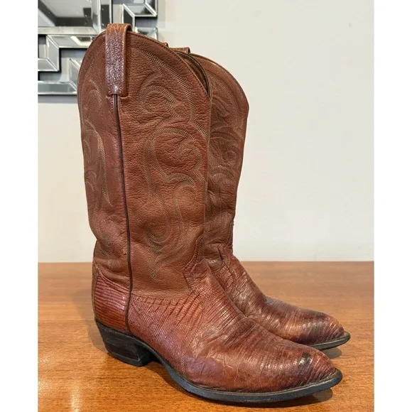 Tony Llama Men's Size 9.5 D Exotic Western Boots Brown Leather Uppers