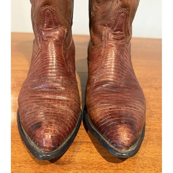 Tony Llama Men's Size 9.5 D Exotic Western Boots Brown Leather Uppers