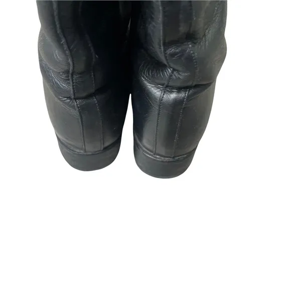 Tony Mora Vintage Black Leather Riding Boots Lace 37 Pre-Owned