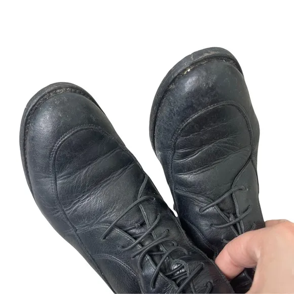 Tony Mora Vintage Black Leather Riding Boots Lace 37 Pre-Owned