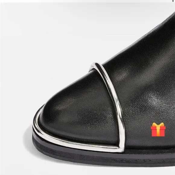 Topshop Black Zipper Flat Booties Metal Embellished Fashion Ankle Boots