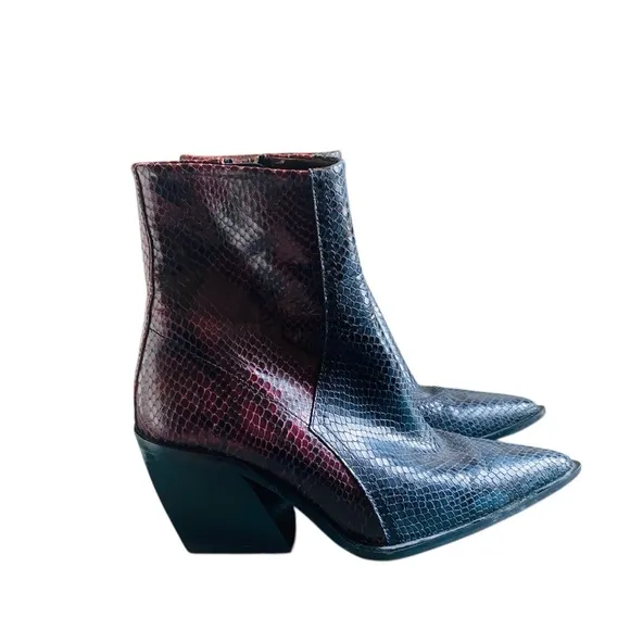 TOPSHOP Honour Leather Western Snakeskin Boots