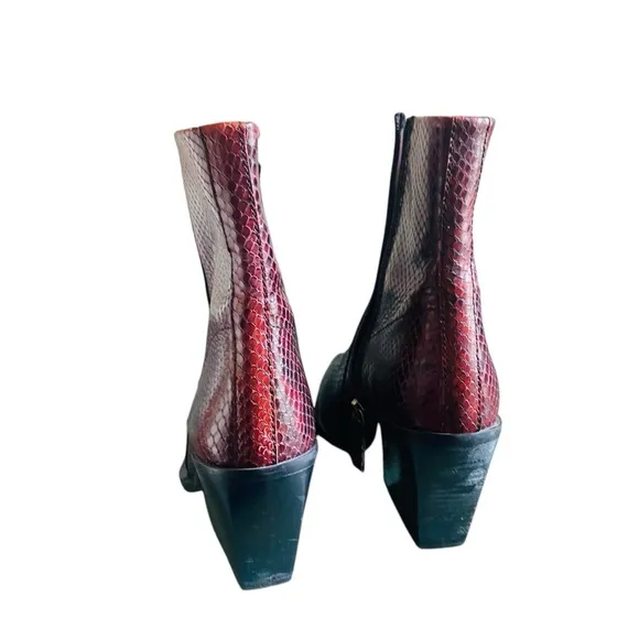 TOPSHOP Honour Leather Western Snakeskin Boots